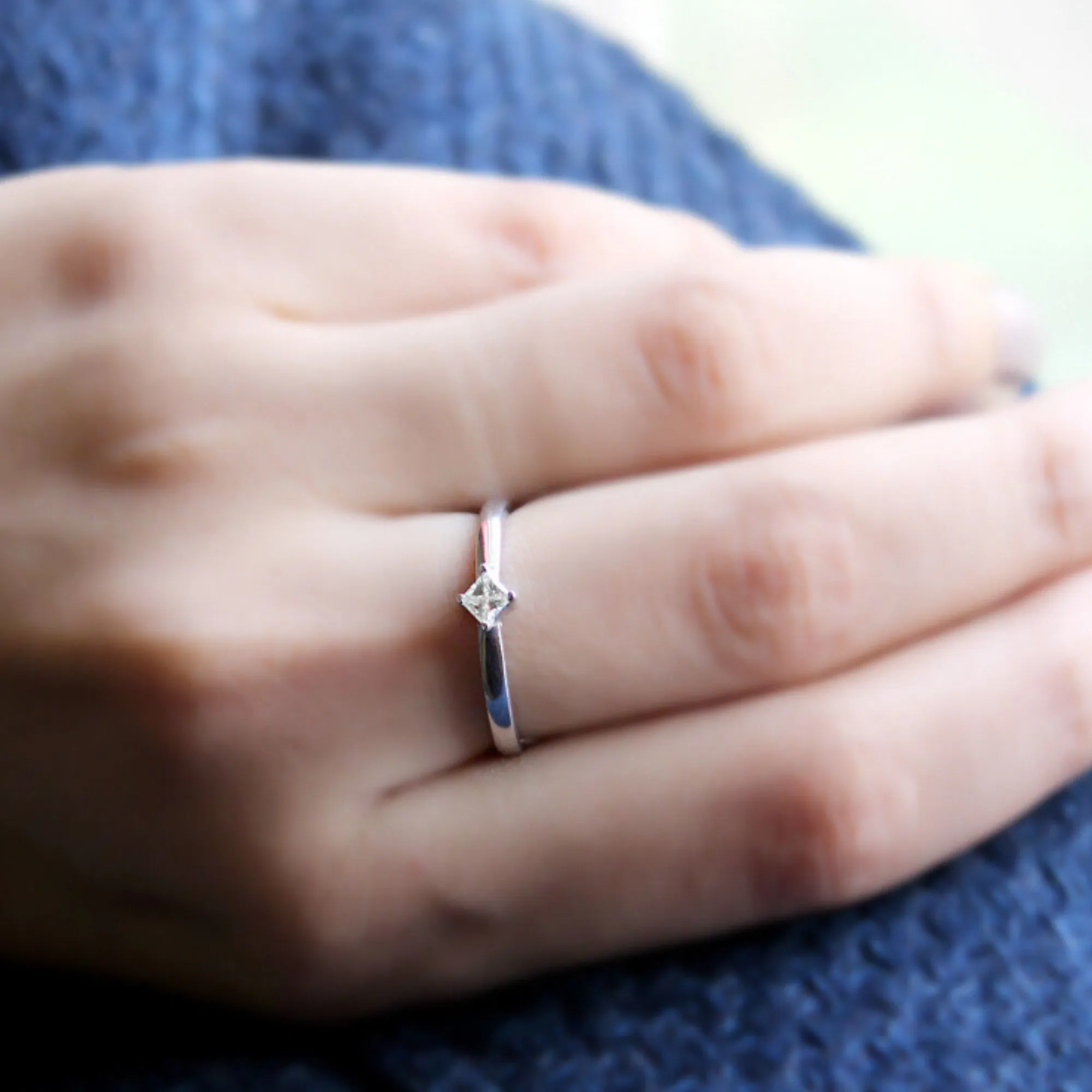0.15 C PRINCESS CUT DAINTY RING | STACKABLE RING