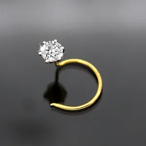 0.20 Ct Diamond Nose Pin 18kt Yellow Gold IGI Certified Classic Round Nose Stud