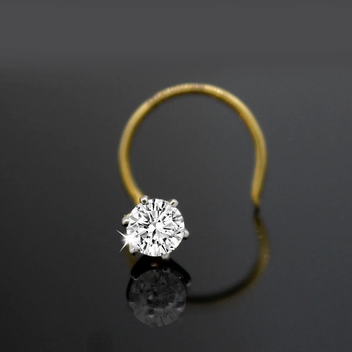 0.20 Ct Diamond Nose Pin 18kt Yellow Gold IGI Certified Classic Round Nose Stud