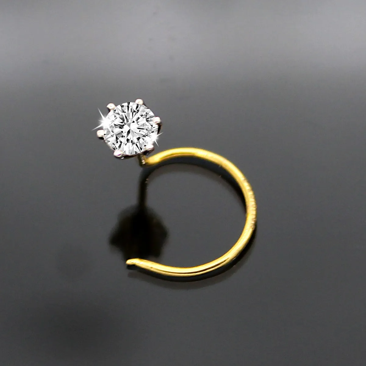 0.20 Ct Diamond Nose Pin 18kt Yellow Gold IGI Certified Classic Round Nose Stud