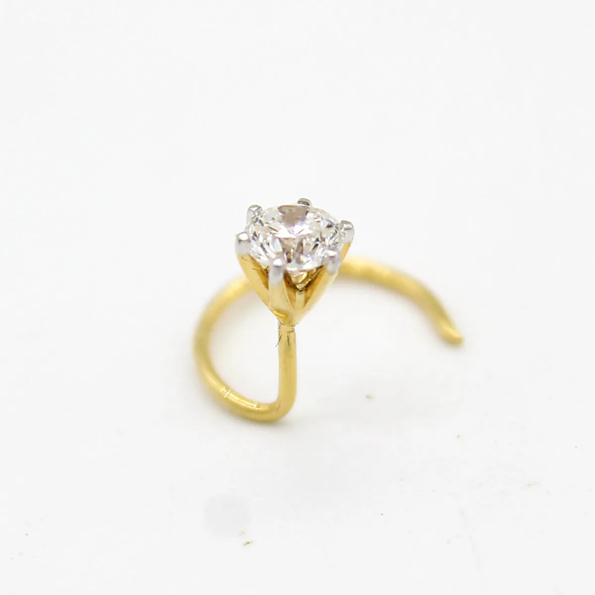 0.20 Ct Diamond Nose Pin 18kt Yellow Gold IGI Certified Classic Round Nose Stud