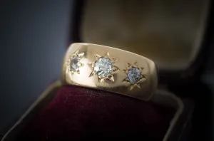 0.50CTW HEAVY GYPSY SET THREE STONE RING