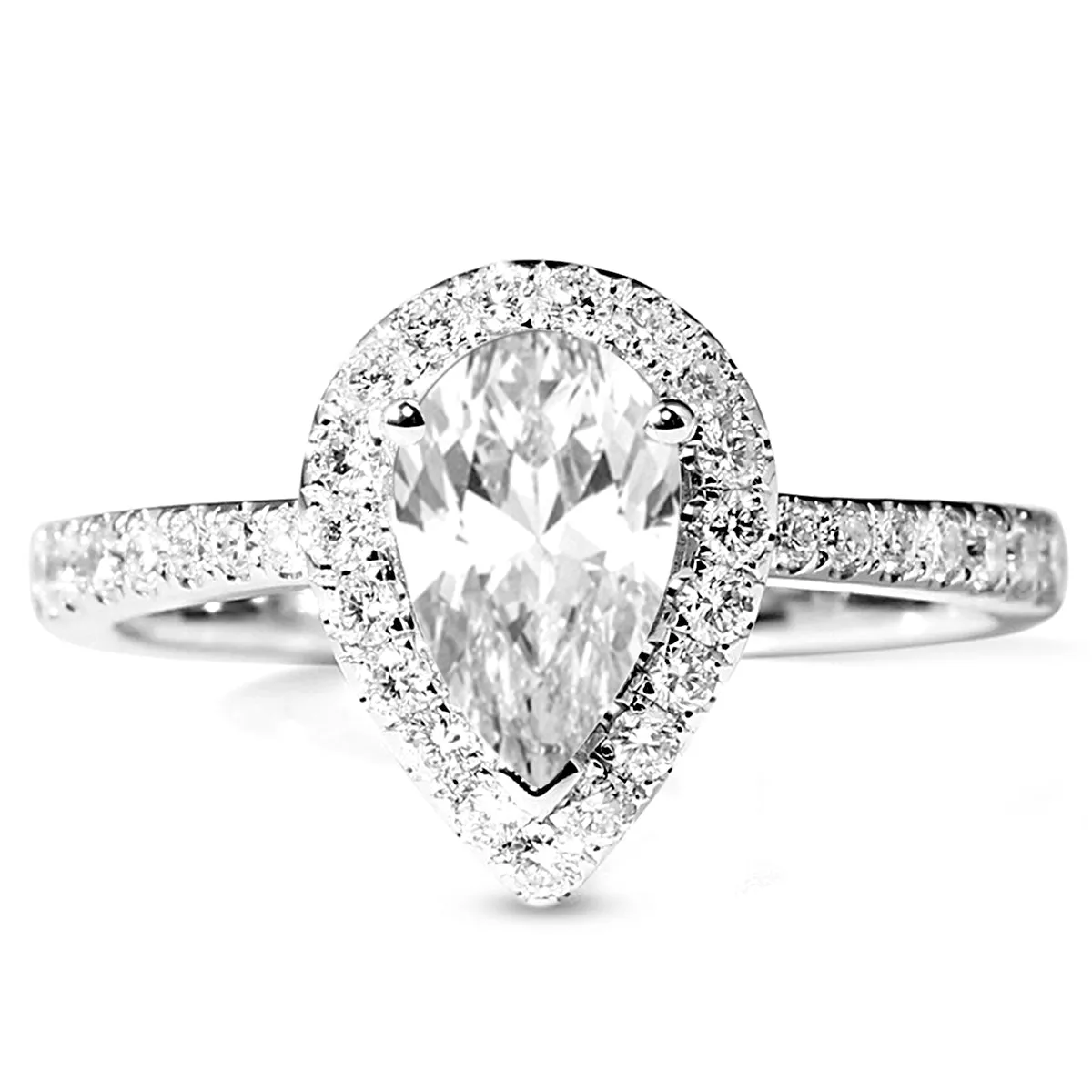 0.90 CT Pear Halo Diamond Engagement Ring