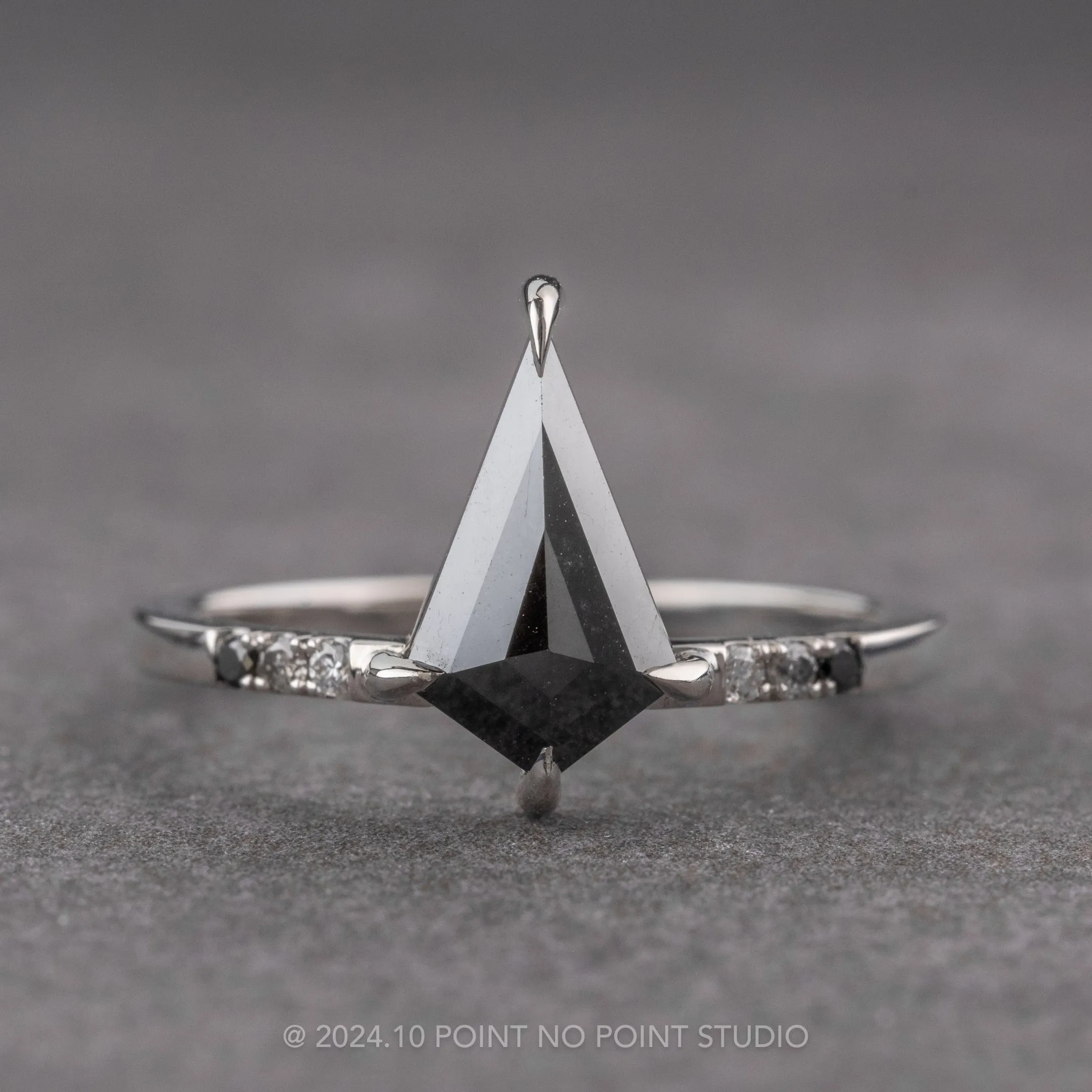 1 Carat Black Kite Diamond Engagement Ring, Ombre Jules Setting, Platinum