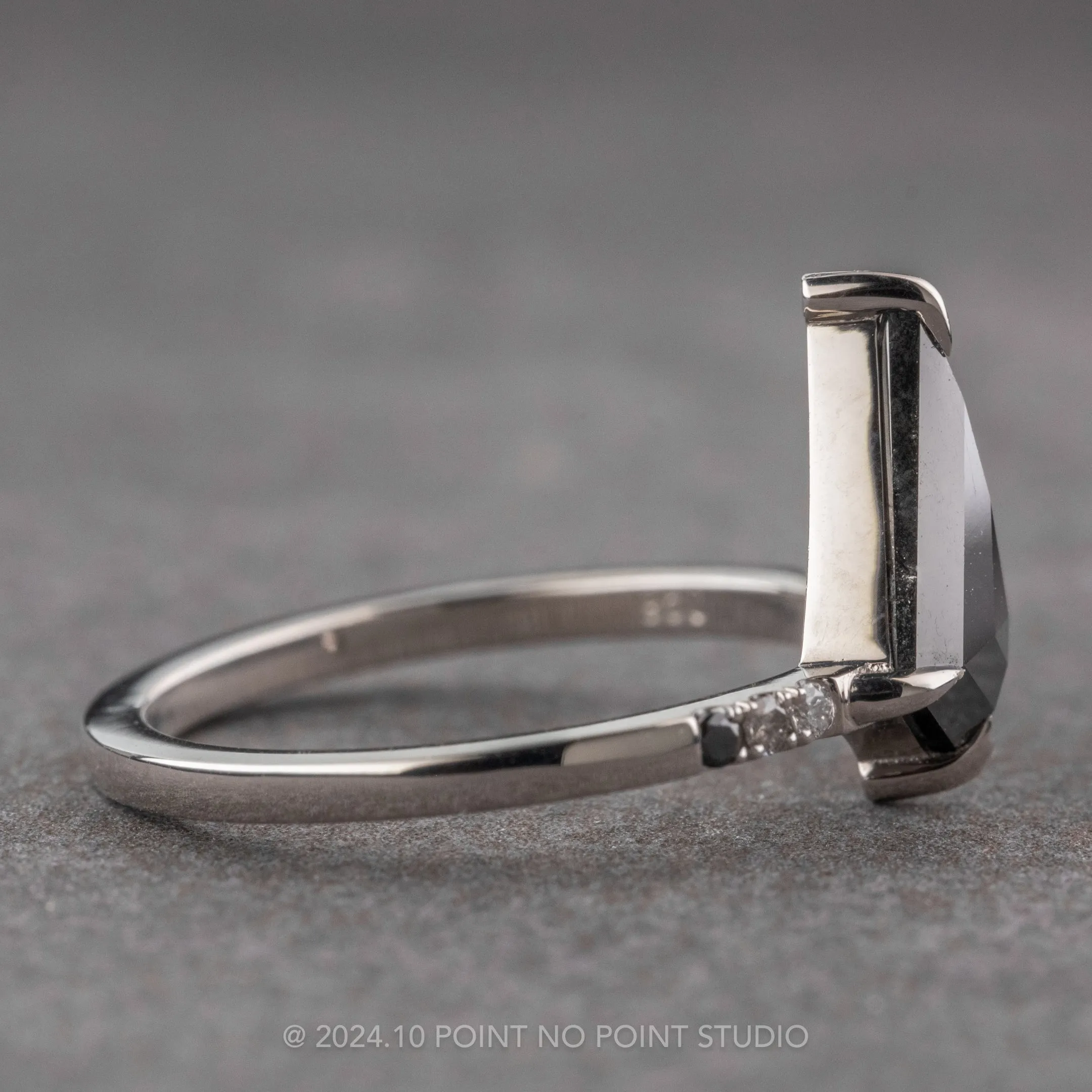 1 Carat Black Kite Diamond Engagement Ring, Ombre Jules Setting, Platinum