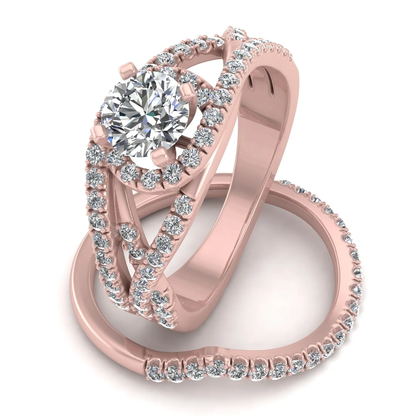 1.00 Carat TW Diamond Bridal Set Rings in 10k Rose Gold