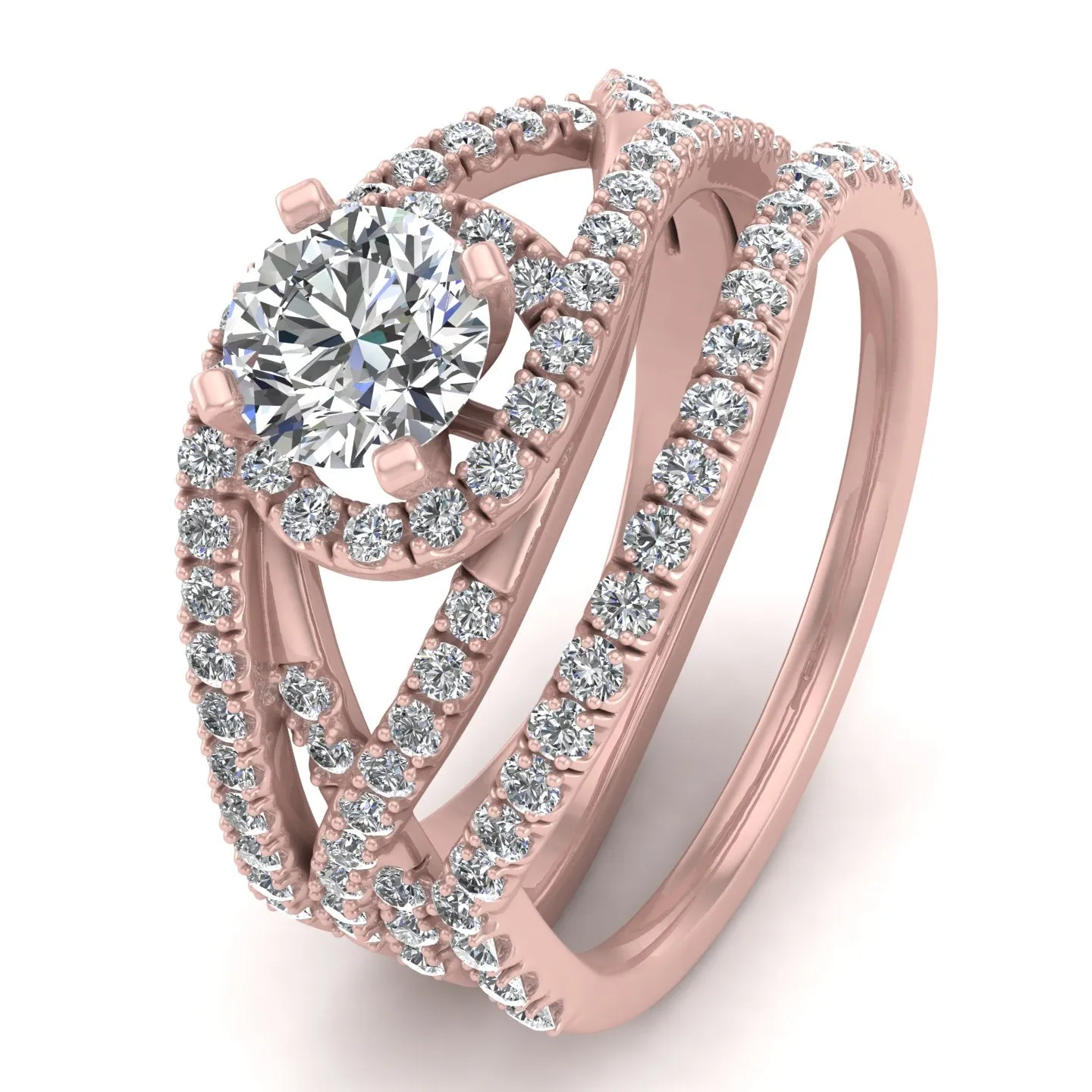 1.00 Carat TW Diamond Bridal Set Rings in 10k Rose Gold