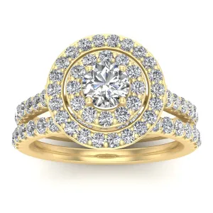 1.00 Carat TW Natural Diamond Wedding Ring Set in 10k Yellow Gold