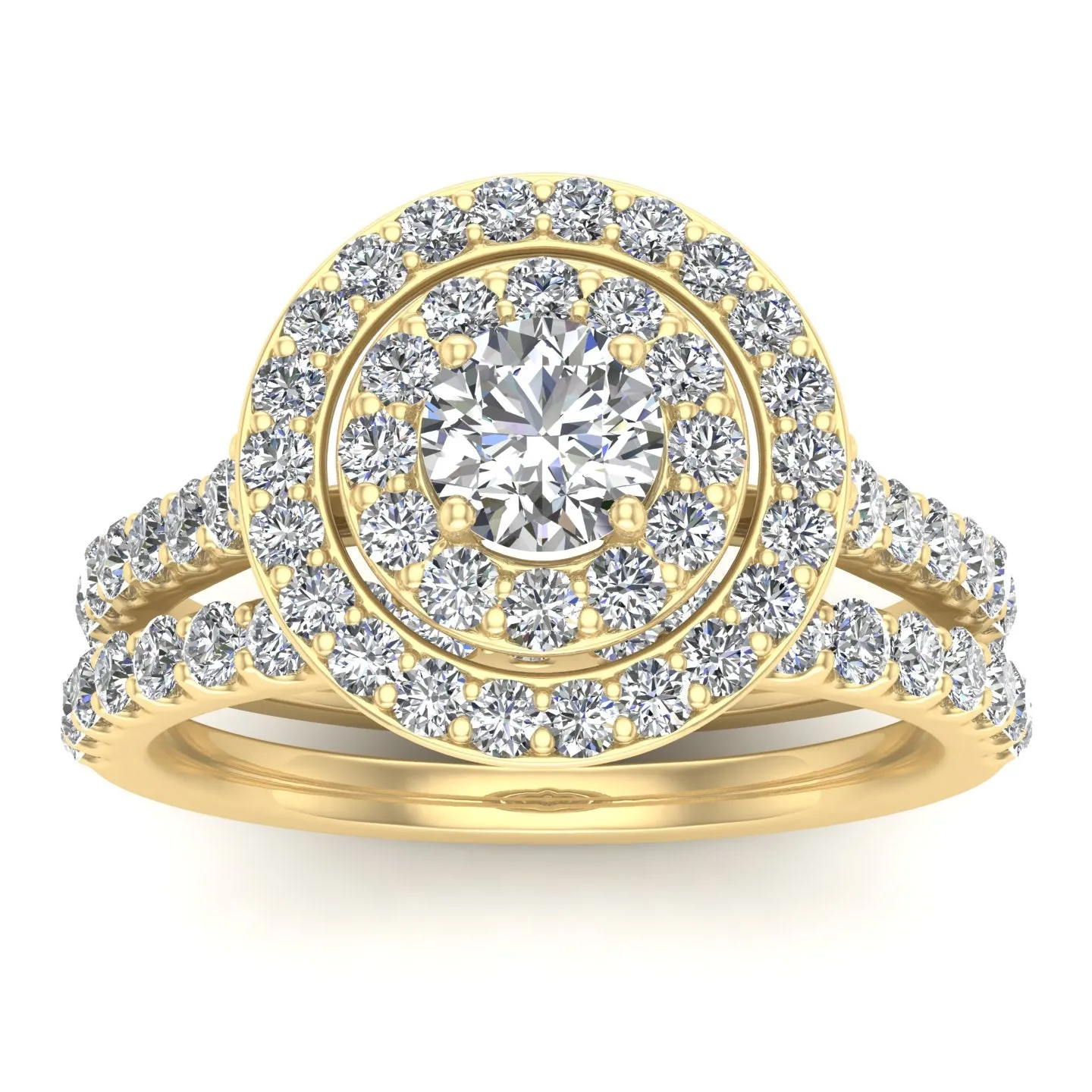 1.00 Carat TW Natural Diamond Wedding Ring Set in 10k Yellow Gold