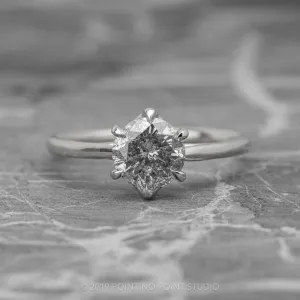 1.03 Carat Salt and Pepper Round Diamond Engagement Ring, Madeline Setting, 14K White Gold