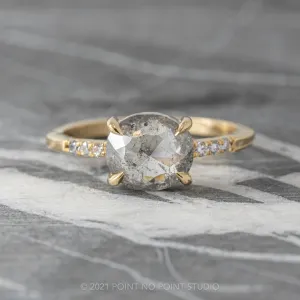 1.11 Carat Salt and Pepper Oval Diamond Engagement Ring, Jules Setting, 14K Yellow Gold