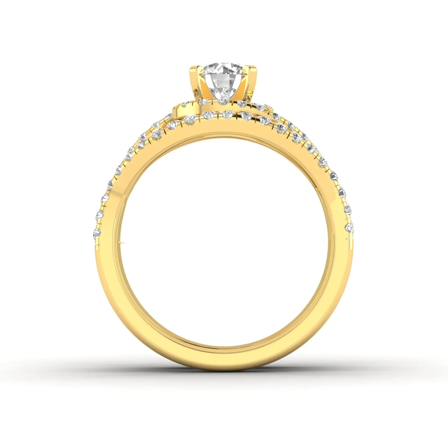 1.15 Carat TW Natural Diamond Bridal Wedding Ring Set on 14k Yellow Gold