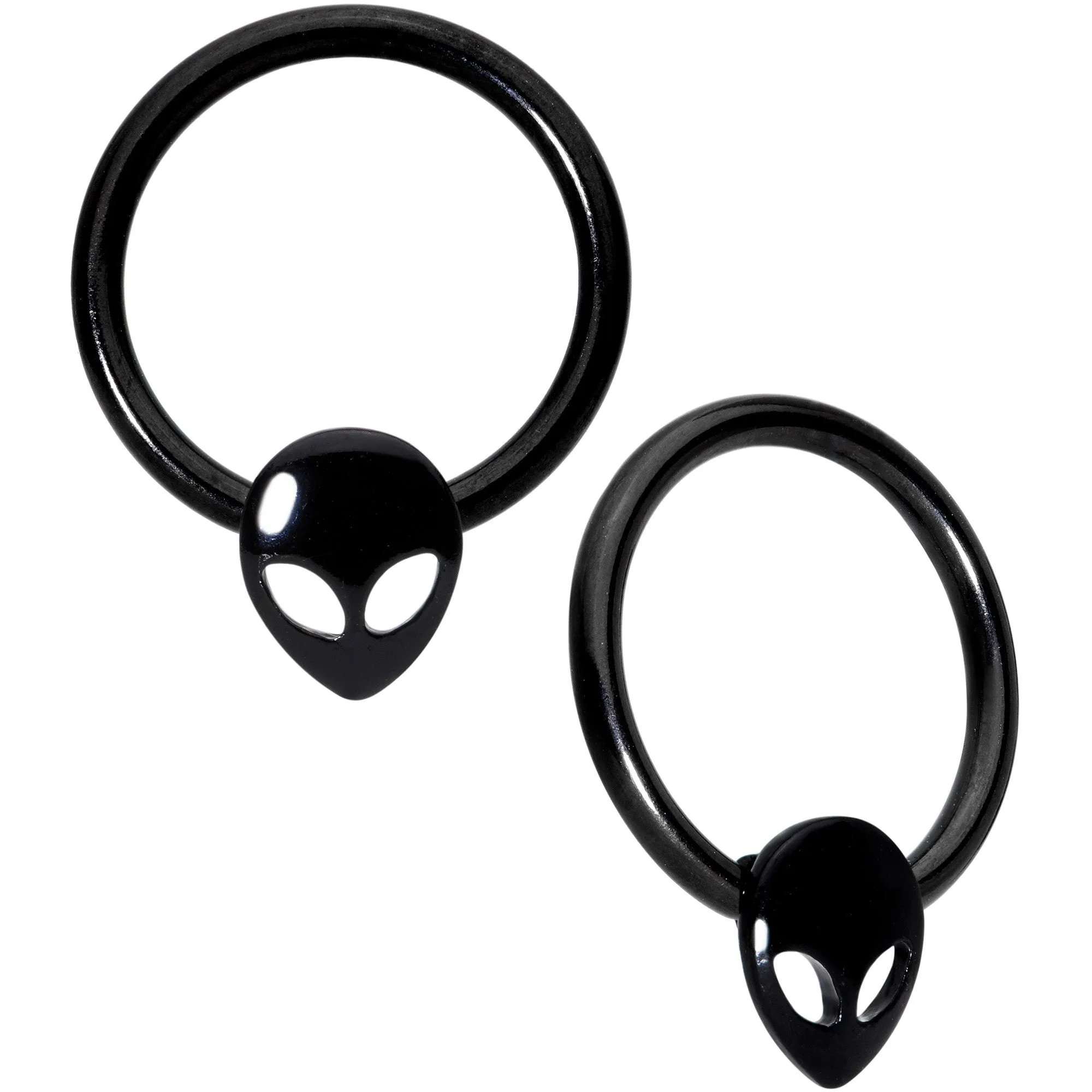14 Gauge 13mm Red Gem Alien Black BCR Captive Nipple Ring Set Of 4