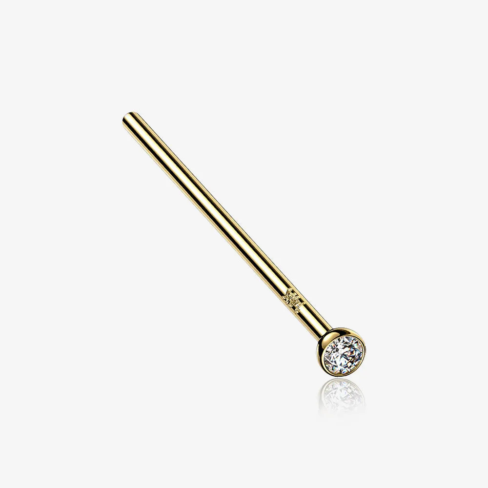 14 Karat Gold Bezel Set Sparkle Fishtail Nose Ring