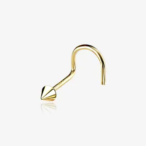 14 Karat Gold Solid Spike Top Nose Screw Ring