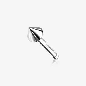 14 Karat White Gold Solid Spike Top Nose Stud Ring