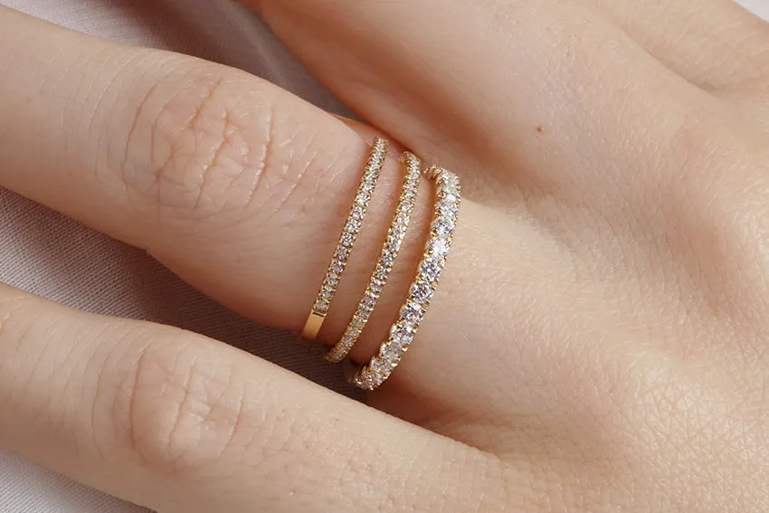 14K Gold 1.5mm Half Way Diamond Wedding Band