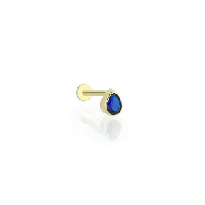 14k Gold Dark Blue Drop Tragus Piercing