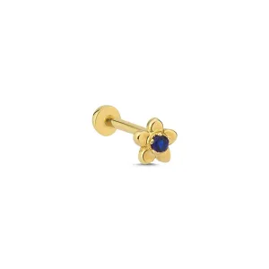 14k Gold Papatya Model Dark Blue Stone Tragus Piercing