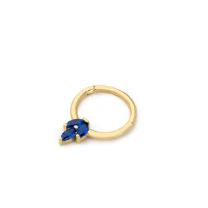 14k Gold Triple Dark Blue Marquise Helix Piercing