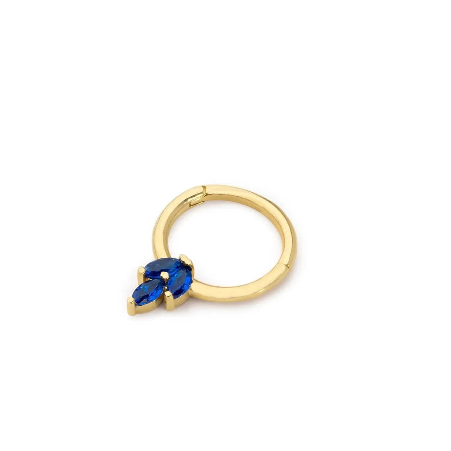 14k Gold Triple Dark Blue Marquise Helix Piercing