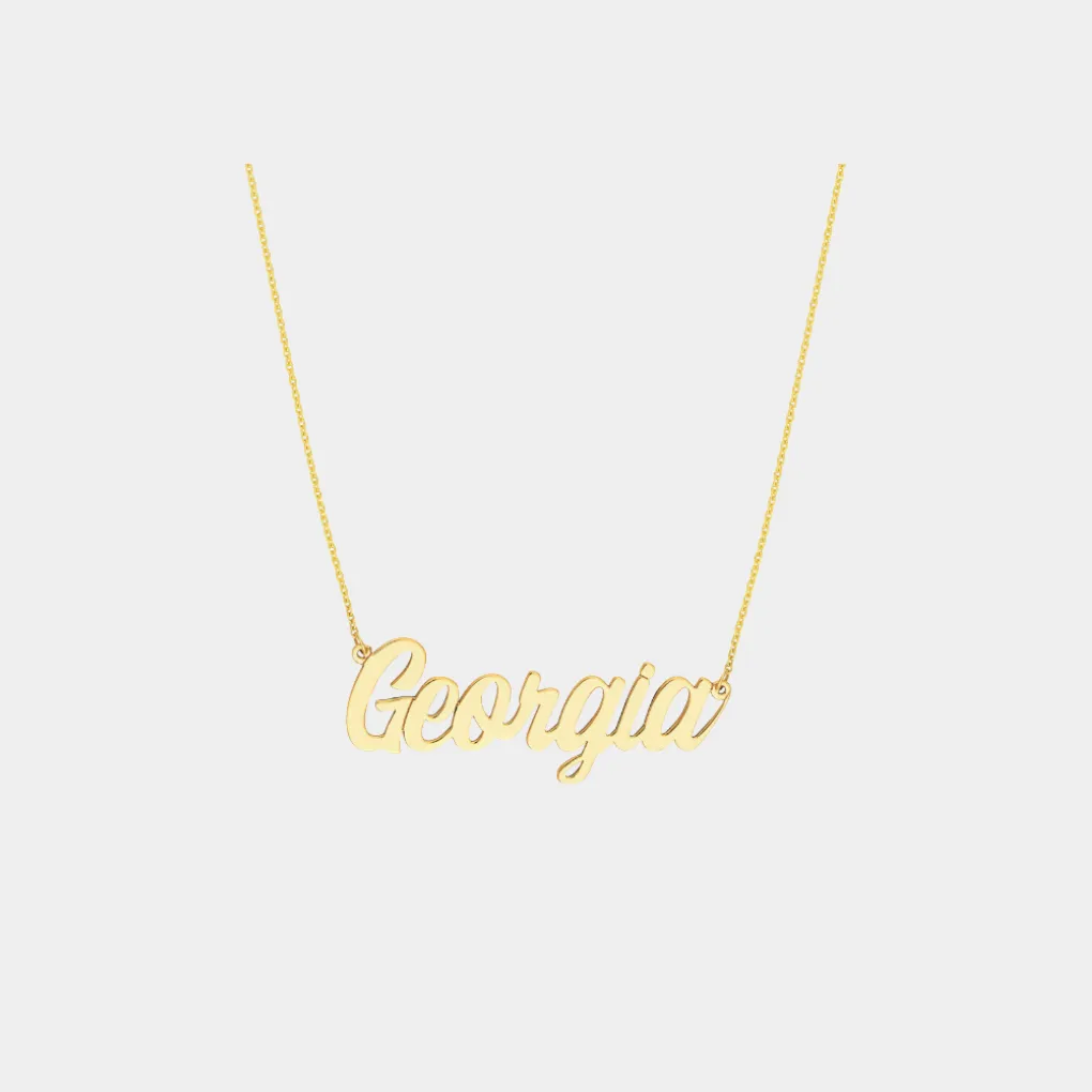 14k Horizontal Nameplate Necklace