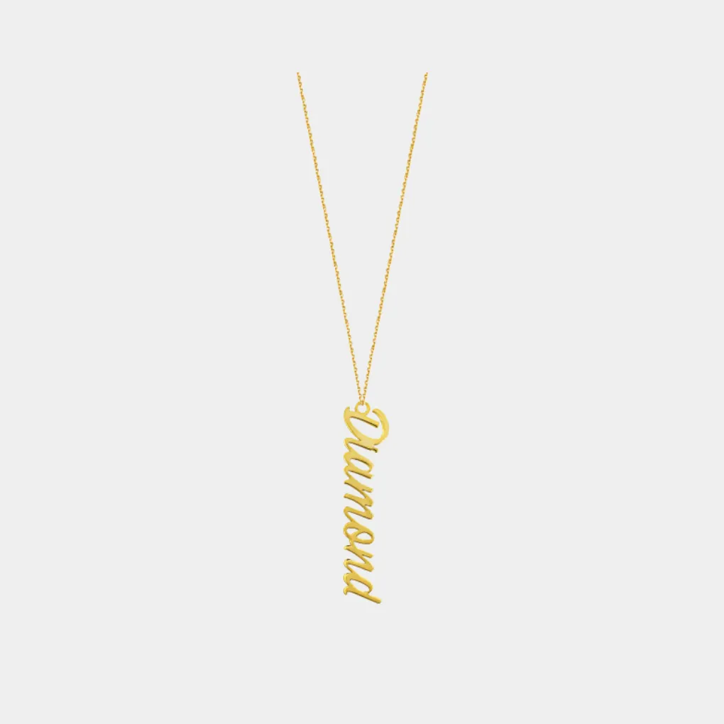 14k Vertical Nameplate Necklace