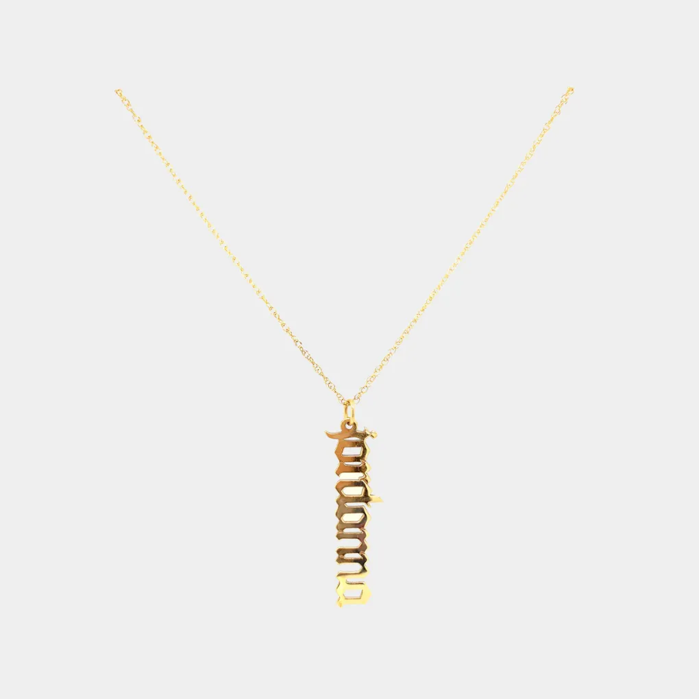 14k Vertical Nameplate Necklace