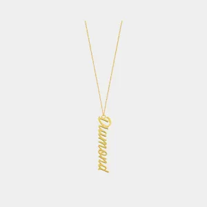 14k Vertical Nameplate Necklace