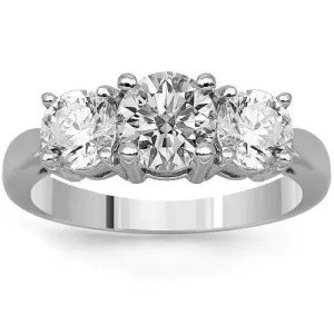 14K White Gold Three Stone Diamond Anniversary Ring 1.75 Ctw