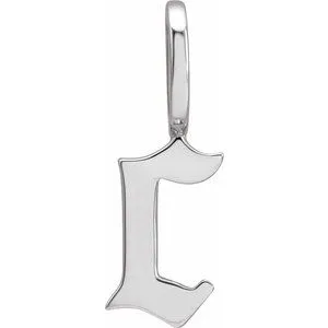 14K White Gothic Initial C Charm/Pendant
