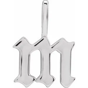 14K White Gothic Initial M Charm/Pendant