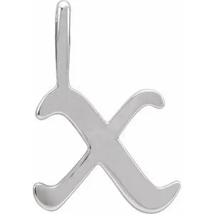 14K White Gothic Initial X Charm/Pendant