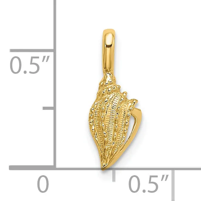 14K Yellow Gold Solid Polished Finish Mini Conch Shell Pendant