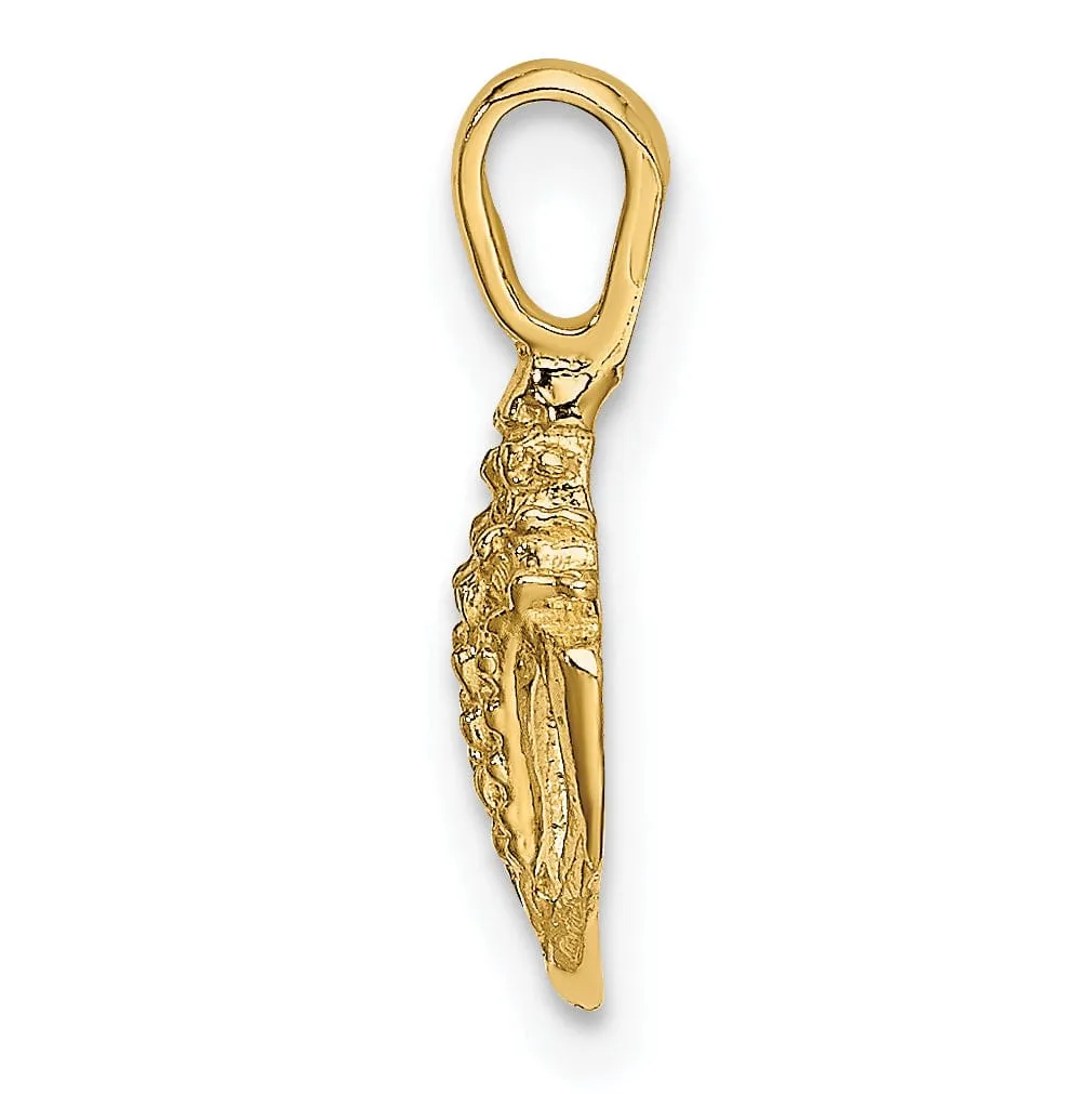 14K Yellow Gold Solid Polished Finish Mini Conch Shell Pendant