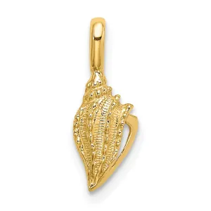 14K Yellow Gold Solid Polished Finish Mini Conch Shell Pendant