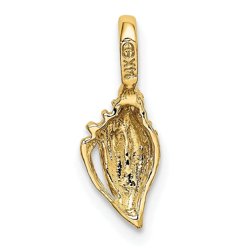 14K Yellow Gold Solid Polished Finish Mini Conch Shell Pendant