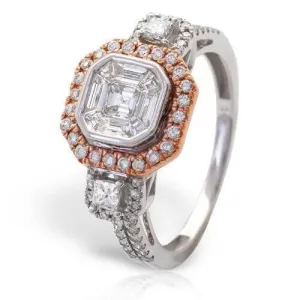 14KW R 1.10CTW BAGUETTE DIAMOND RING - 8 SIDED HAL