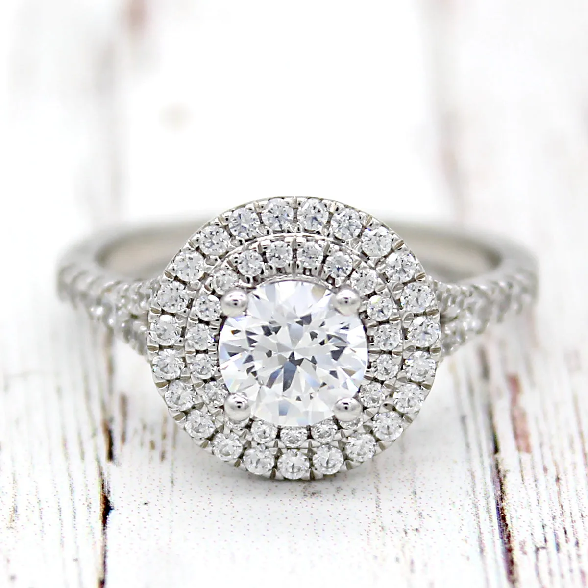 1.50 TCW Double Halo Engagement Ring