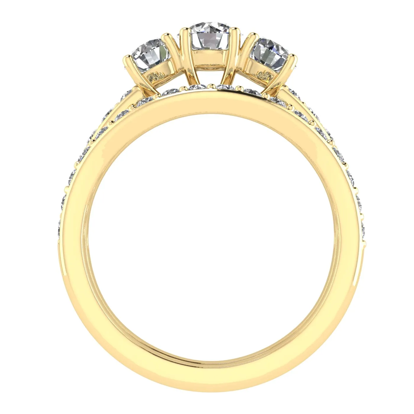 1.50ctw Diamond Three Stone Bridal Set in 10k Yellow Gold (G-H, I2-I3)