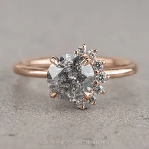 1.56 Carat Salt and Pepper Diamond Engagement Ring, Sammy Setting, 14K Rose Gold