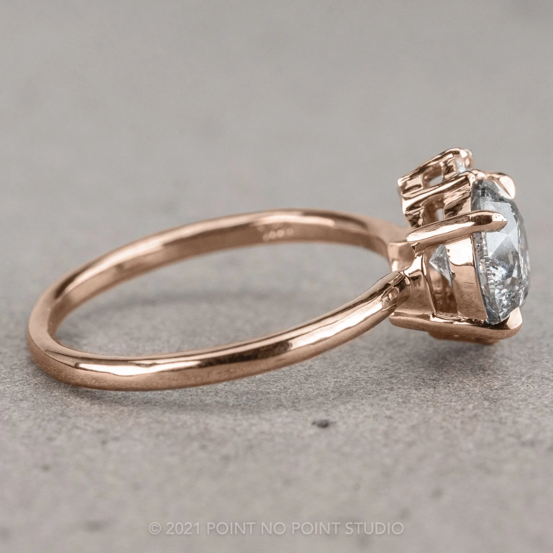 1.56 Carat Salt and Pepper Diamond Engagement Ring, Sammy Setting, 14K Rose Gold