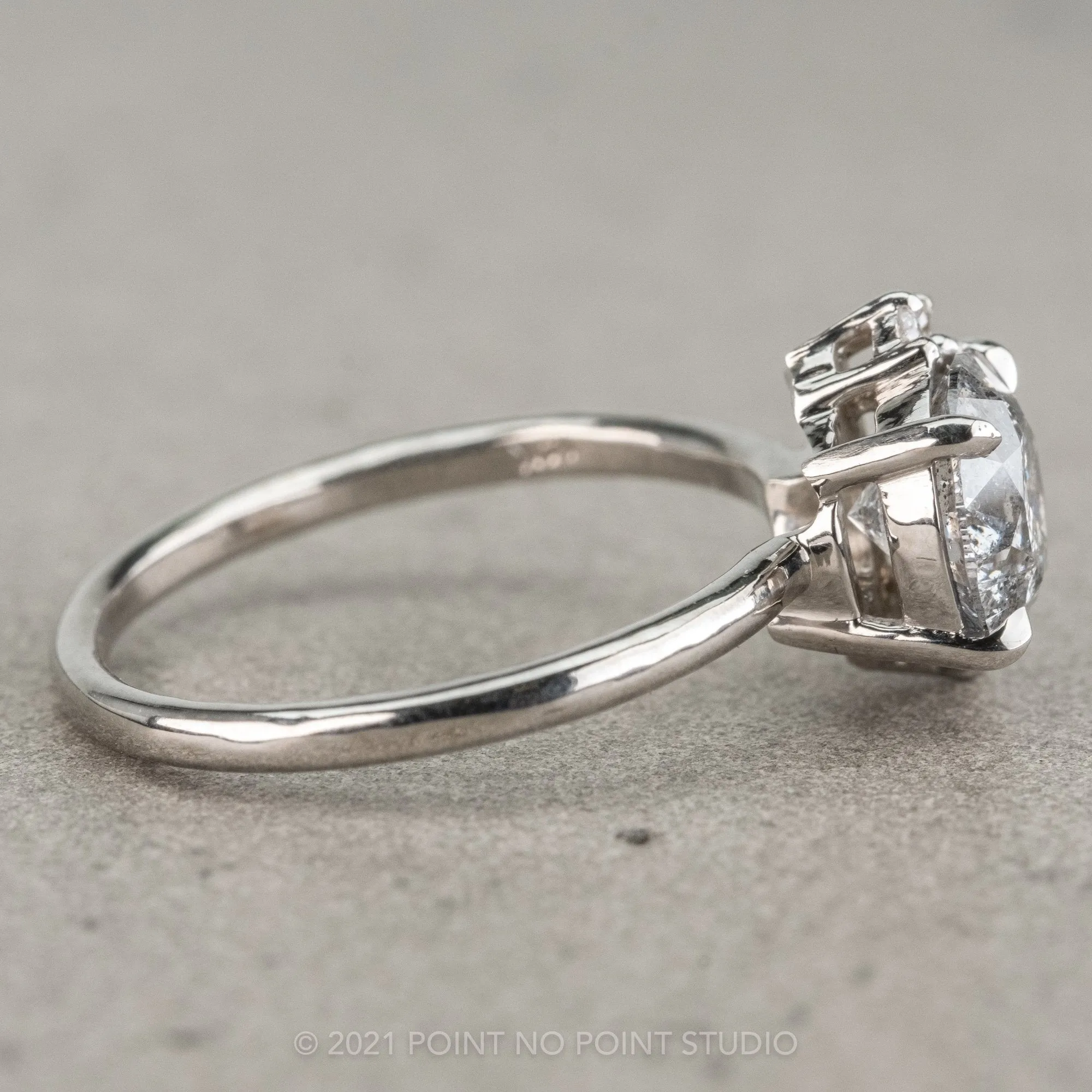 1.56 Carat Salt and Pepper Diamond Engagement Ring, Sammy Setting, Platinum