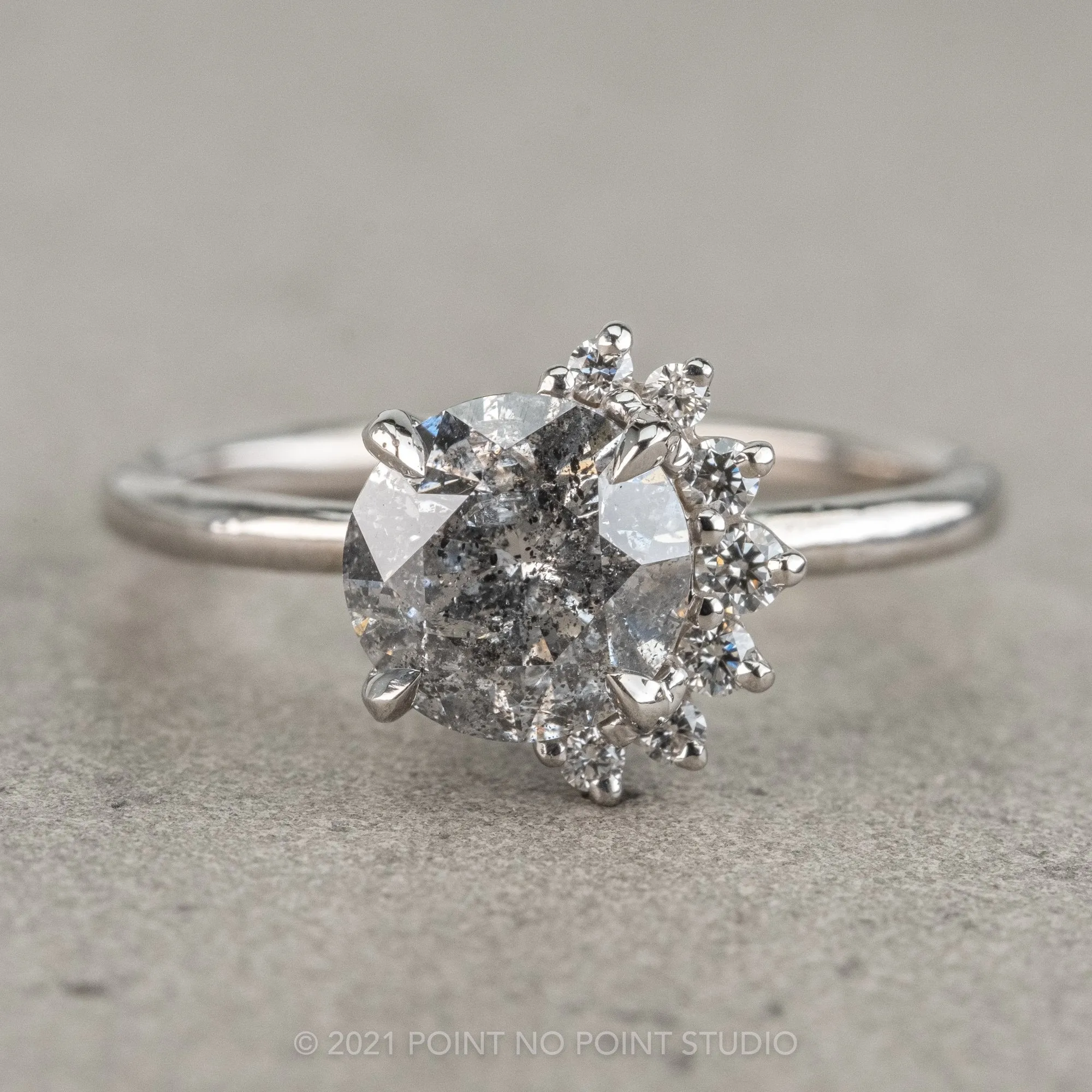 1.56 Carat Salt and Pepper Diamond Engagement Ring, Sammy Setting, Platinum