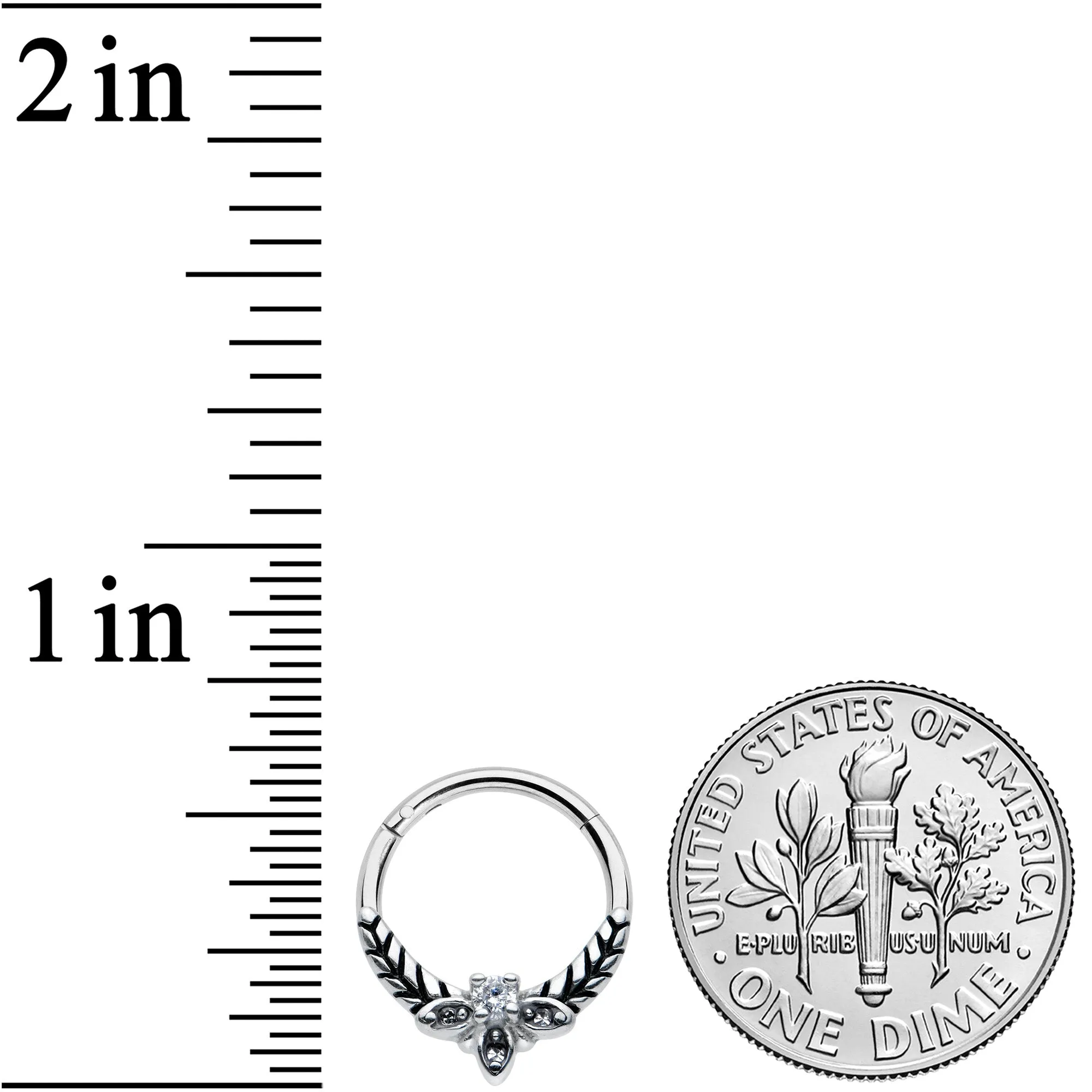 16 Gauge 3/8 Clear Gems Gothic Bee Hinged Segment Ring