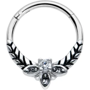 16 Gauge 3/8 Clear Gems Gothic Bee Hinged Segment Ring