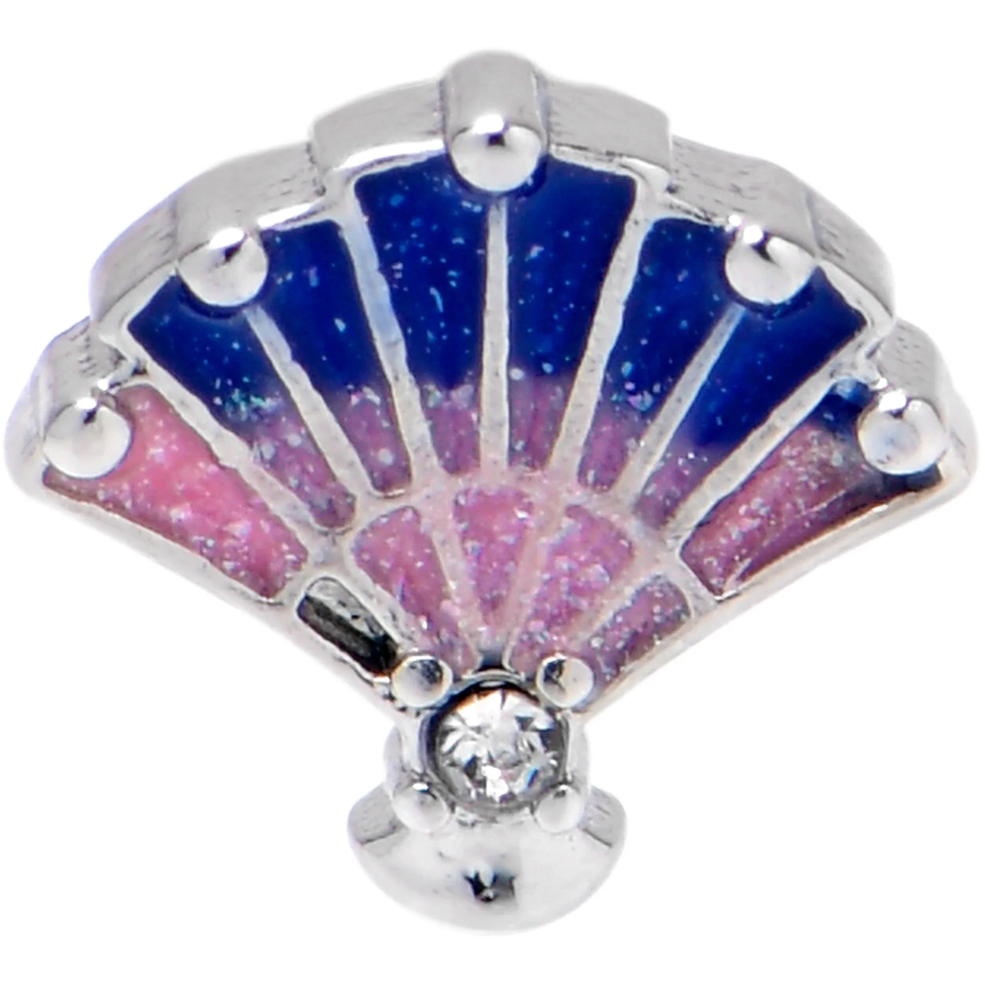 16 Gauge 5/16 Clear CZ Gem Mesmerizing Ocean Sea Shell Magic Labret Tragus