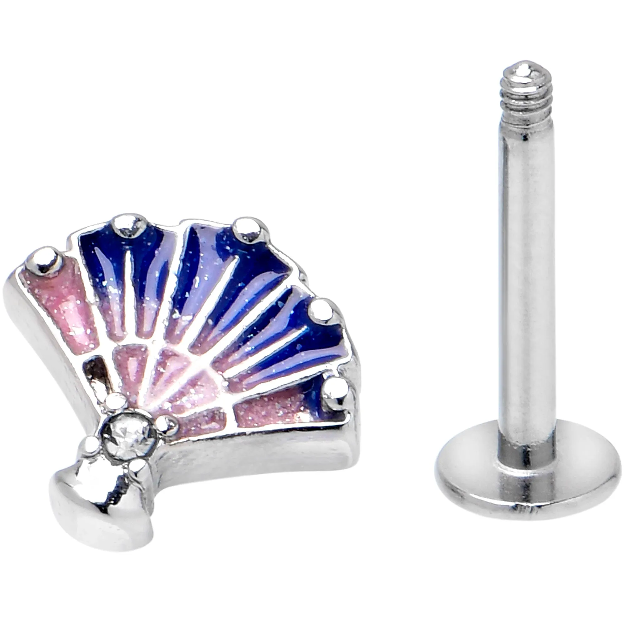 16 Gauge 5/16 Clear CZ Gem Mesmerizing Ocean Sea Shell Magic Labret Tragus