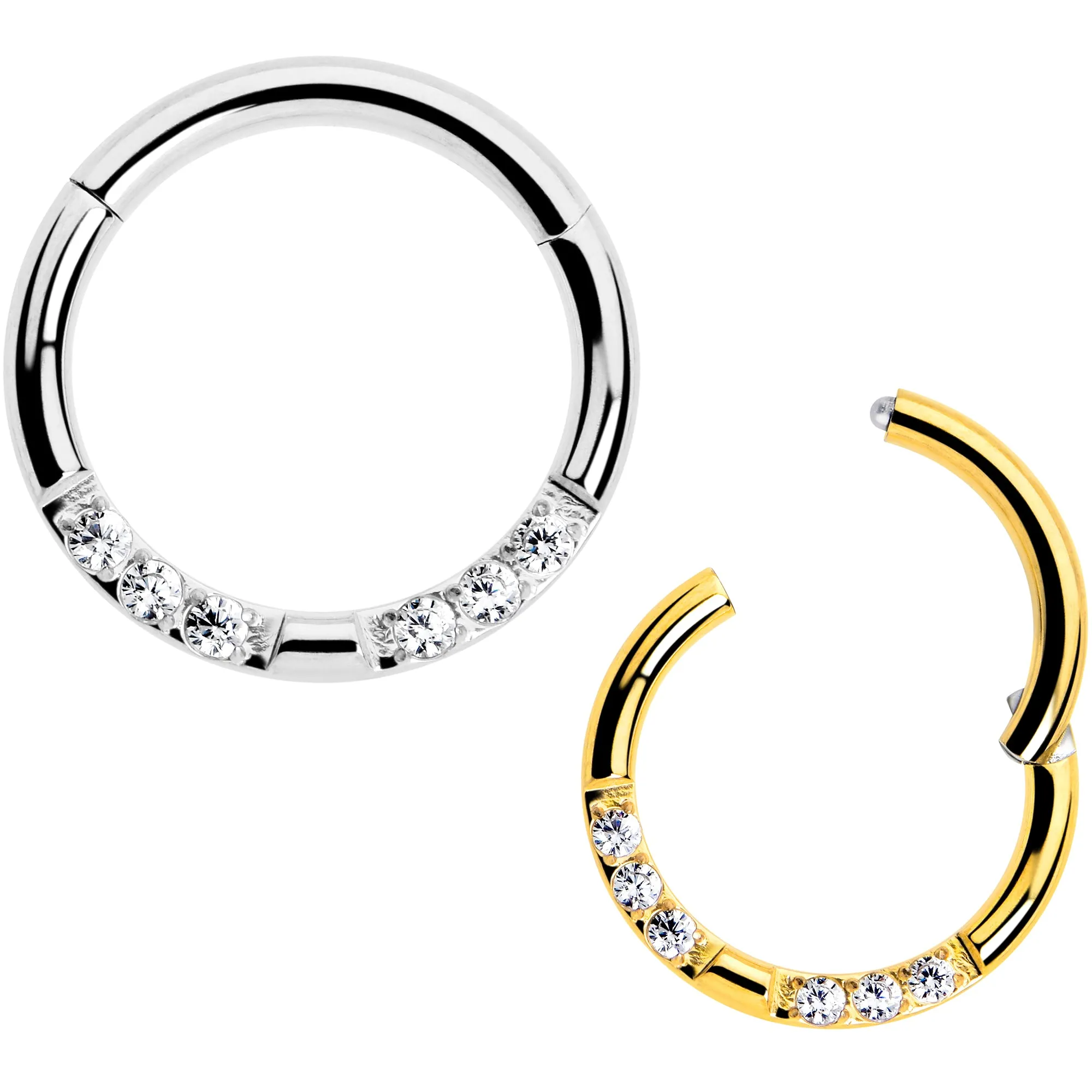 16 Gauge 5/16 CZ Gem Forward Facing Hinged Segment Ring