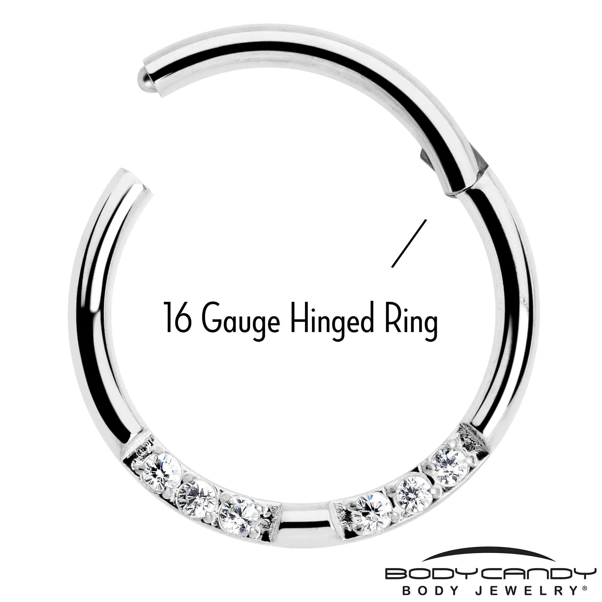 16 Gauge 5/16 CZ Gem Forward Facing Hinged Segment Ring